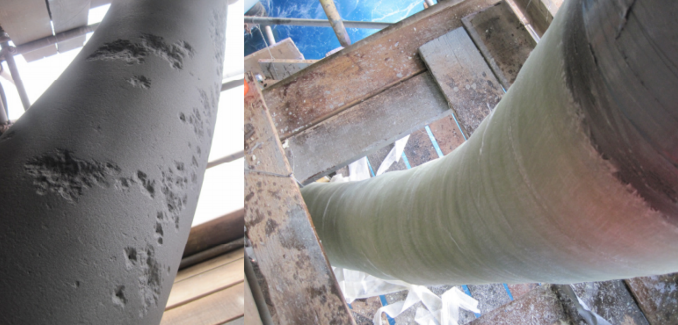 Riser repair: Before and after Contour installation