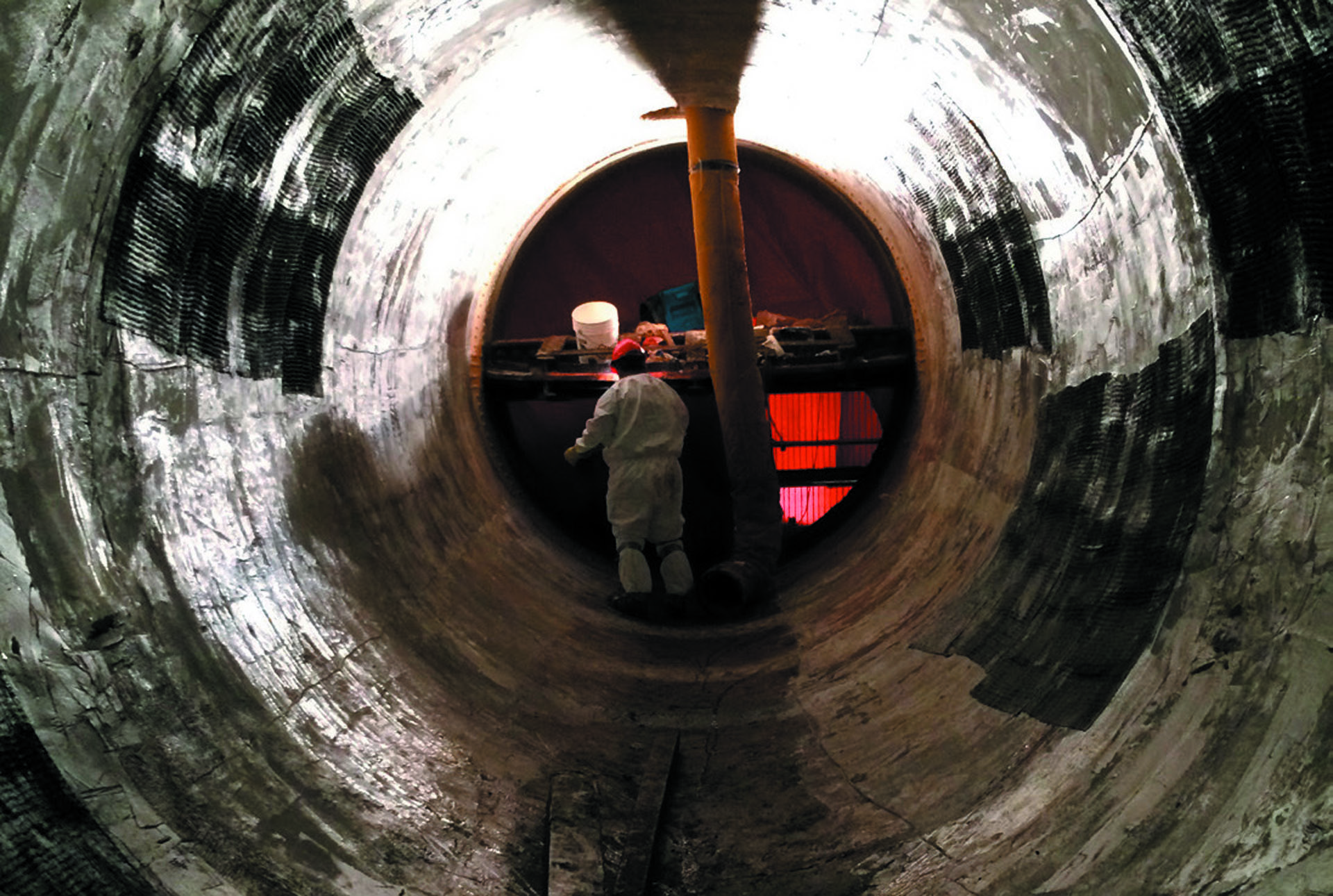 Interior of pipe with CFRP liner