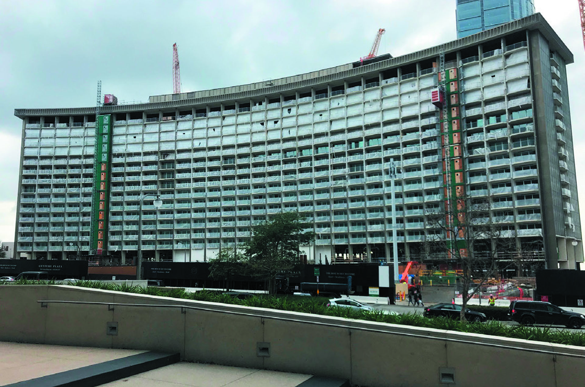 Front view of the Century Plaza Hotel before renovations