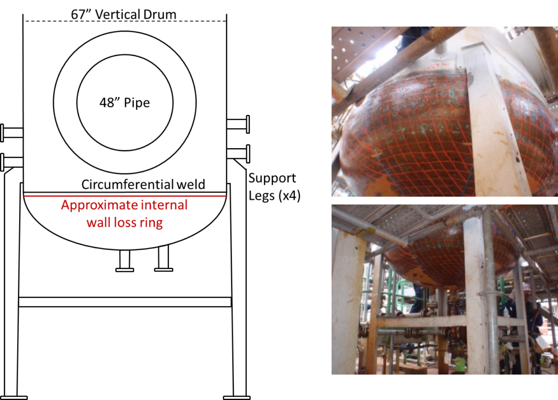 Sketch and view of Vertical Drum prior to Repair