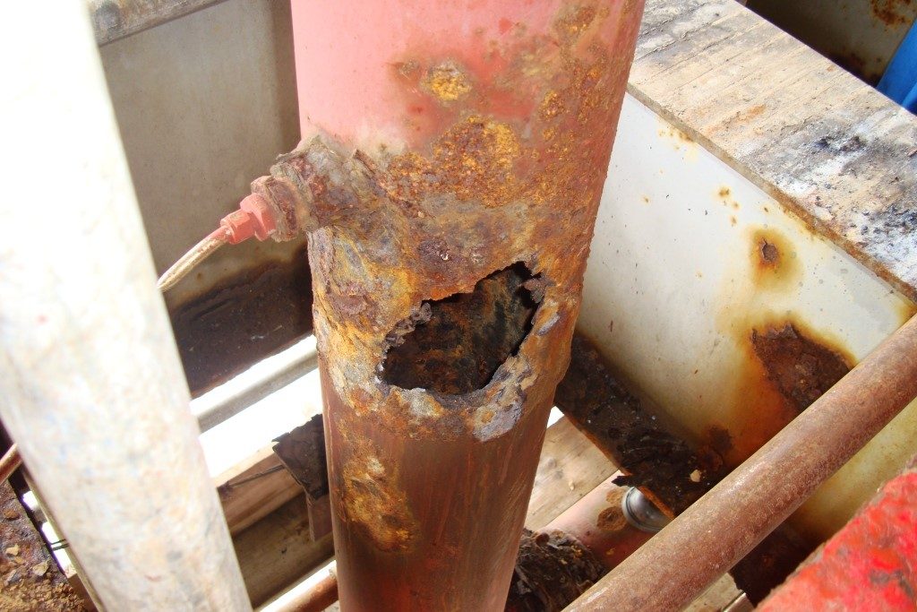 An inspection on an offshore facility revealed a large through-wall defect in a 203-mm (8-in) diameter main firewater line.
